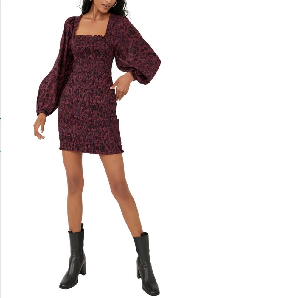 Free People Smock it to Me Long Sleeve Mini Dress
